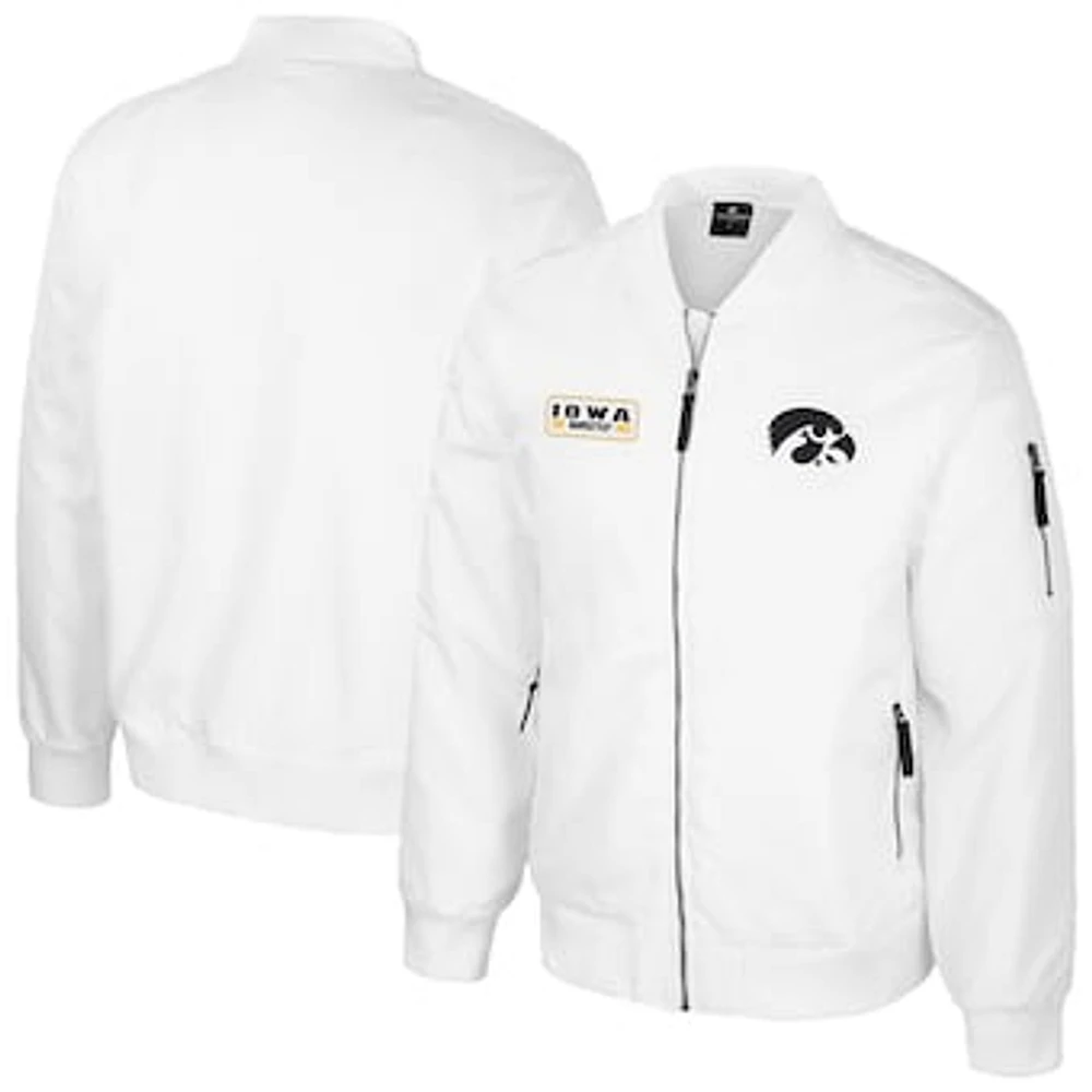 Men's Colosseum  White Iowa Hawkeyes Rabbit Full-Zip Bomber Jacket