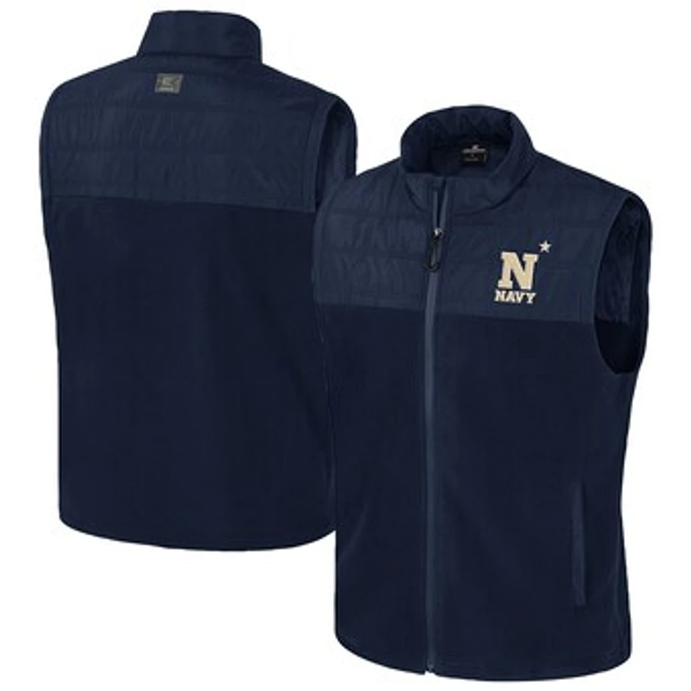 Men's Colosseum  Navy Midshipmen Block The Sun Full-Zip Vest