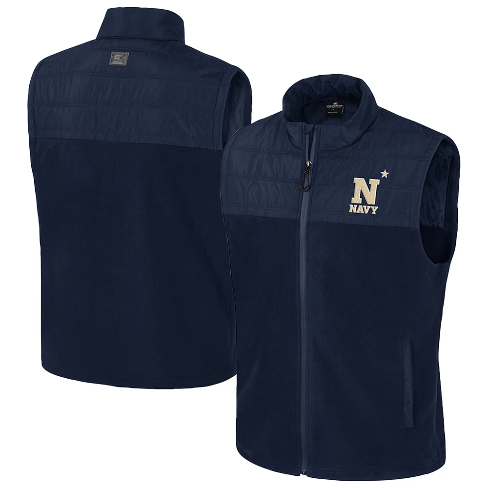 Men's Colosseum  Navy Midshipmen Block The Sun Full-Zip Vest