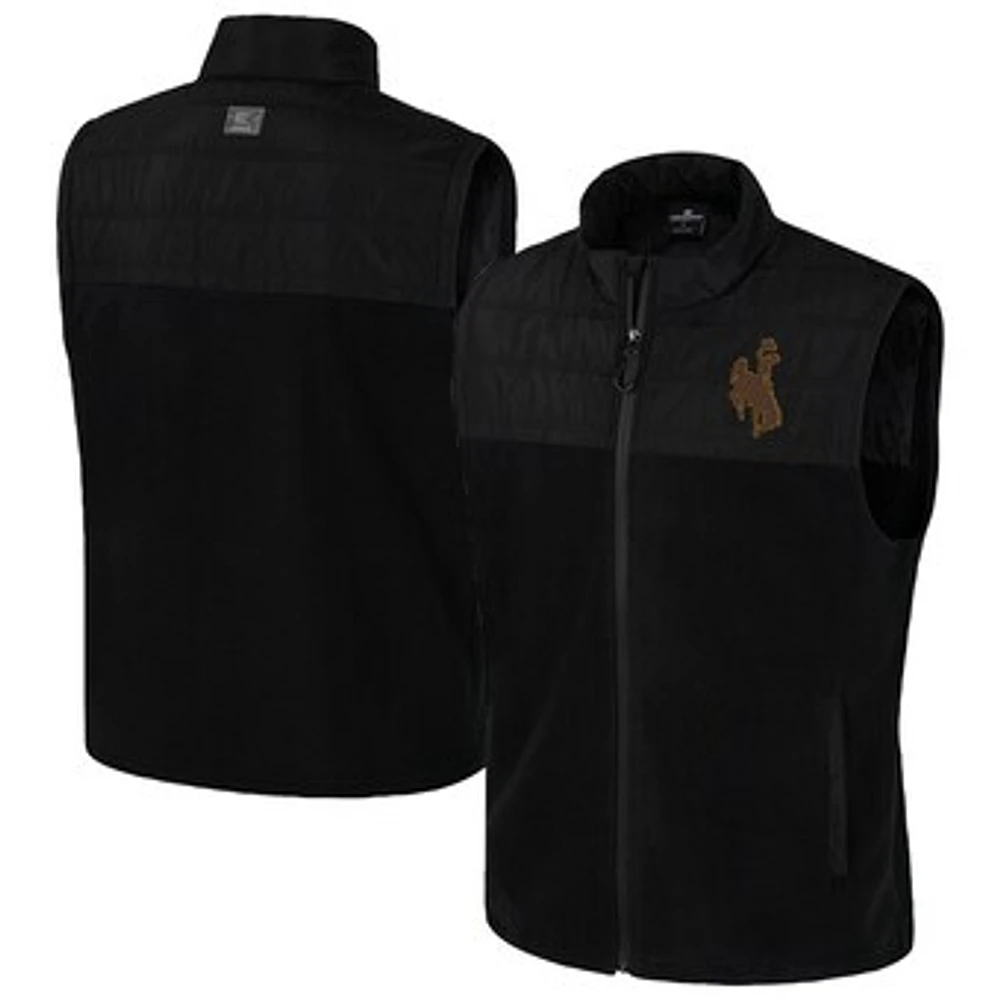 Men's Colosseum  Black Wyoming Cowboys Block The Sun Full-Zip Vest