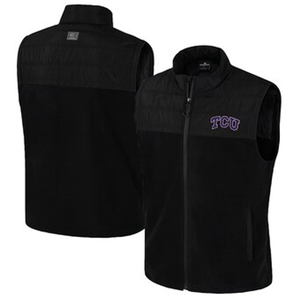 Men's Colosseum  Black TCU Horned Frogs Block The Sun Full-Zip Vest