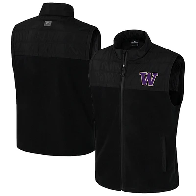 Men's Colosseum  Black Washington Huskies Block The Sun Full-Zip Vest