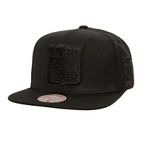 Men's Mitchell & Ness Black New York Rangers Soul Strike Pearl Tonal Snapback Hat