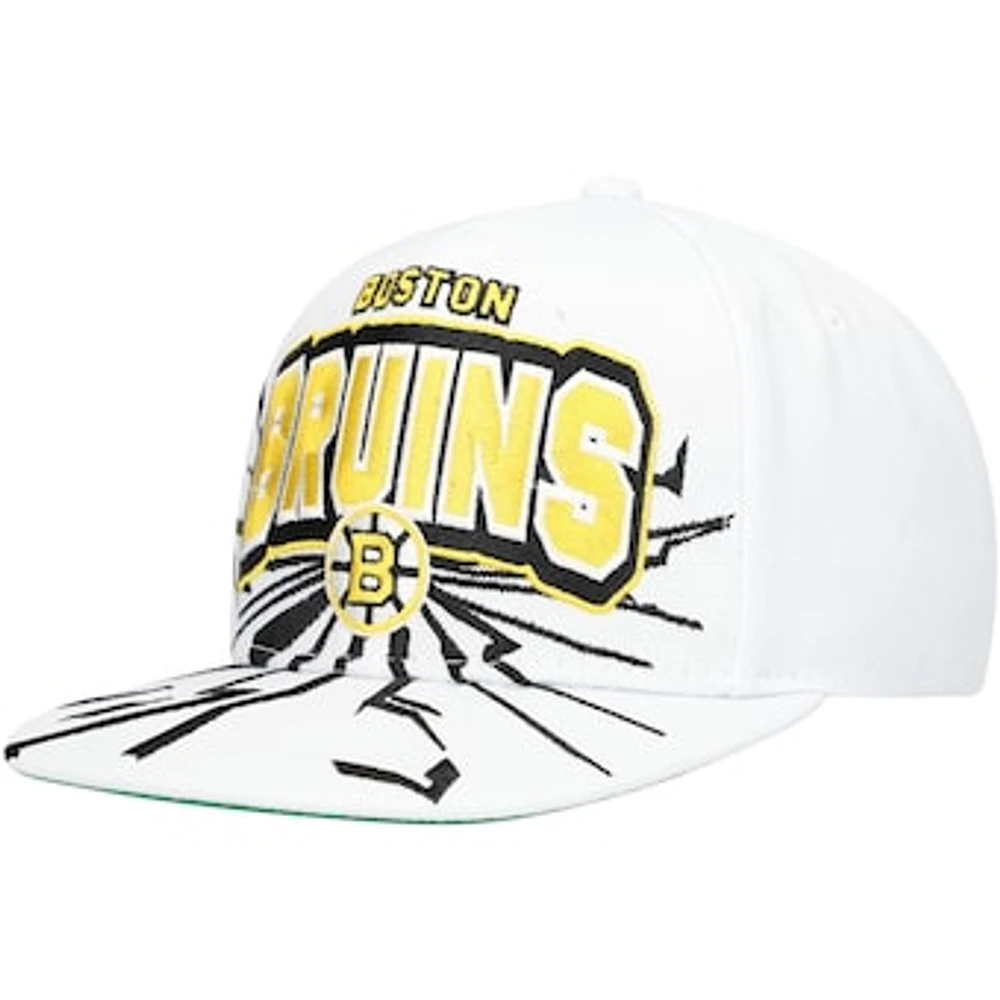 Youth Mitchell & Ness White Boston Bruins After Shock Snapback Hat