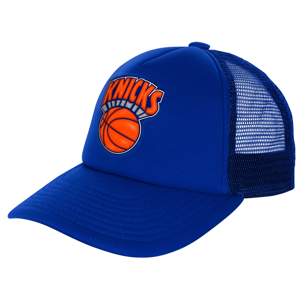 Youth Mitchell & Ness Blue New York Knicks Core Evergreen Trucker Adjustable Hat