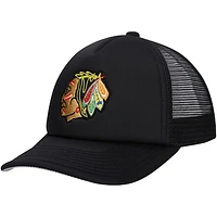 Youth Mitchell & Ness Black Chicago Blackhawks Core Trucker Adjustable Hat