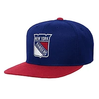 Youth Mitchell & Ness Blue/Red New York Rangers Core Team Two-Tone Snapback Hat