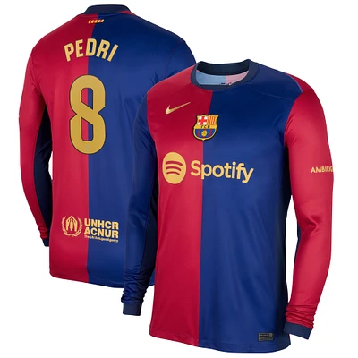 Men's Nike Pedri Royal Barcelona 2024/25 Home Long Sleeve Replica Player Jersey