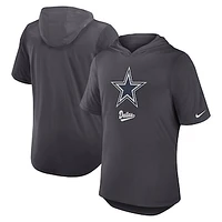 Men's Nike Anthracite Dallas Cowboys Tri-Blend Performance Hoodie T-Shirt