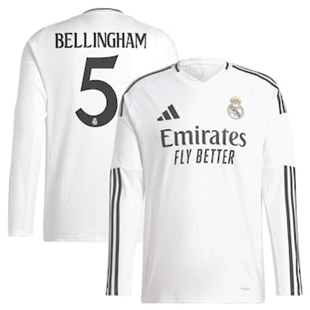 Men's adidas Jude Bellingham White Real Madrid 2024/25 Home Replica Long Sleeve Player Jersey