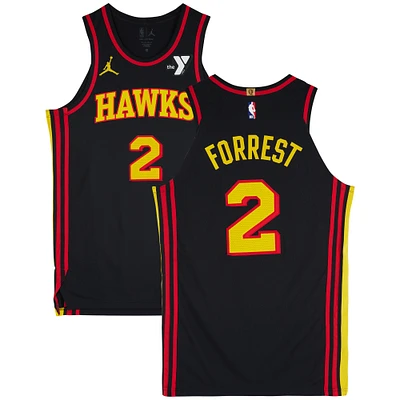 Trent Forrest Atlanta Hawks Game-Used #2 Black Statement Edition Jordan Brand Jersey vs. Philadelphia 76ers on February 9, 2024 - Size 48+4