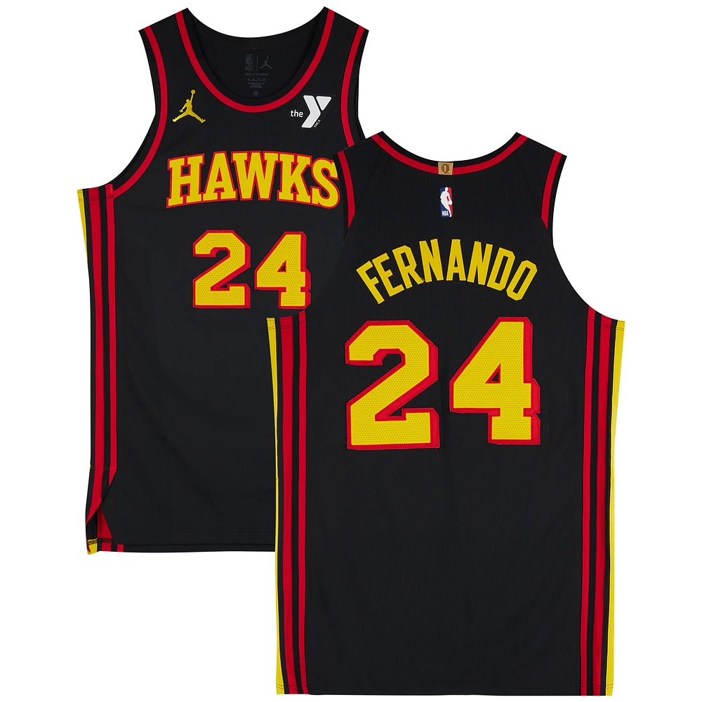 Bruno Fernando Atlanta Hawks Game-Used #24 Black Statement Edition Jordan Brand Jersey vs. Philadelphia 76ers on February 9, 2024 - Size 50+4