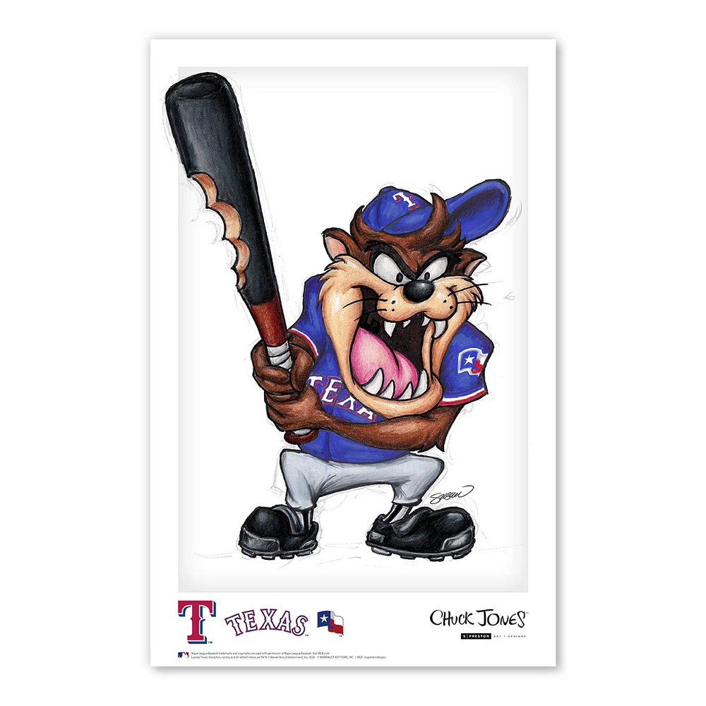 Tasmanian Devil Texas Rangers 11" x 17" Looney Tunes Poster Print