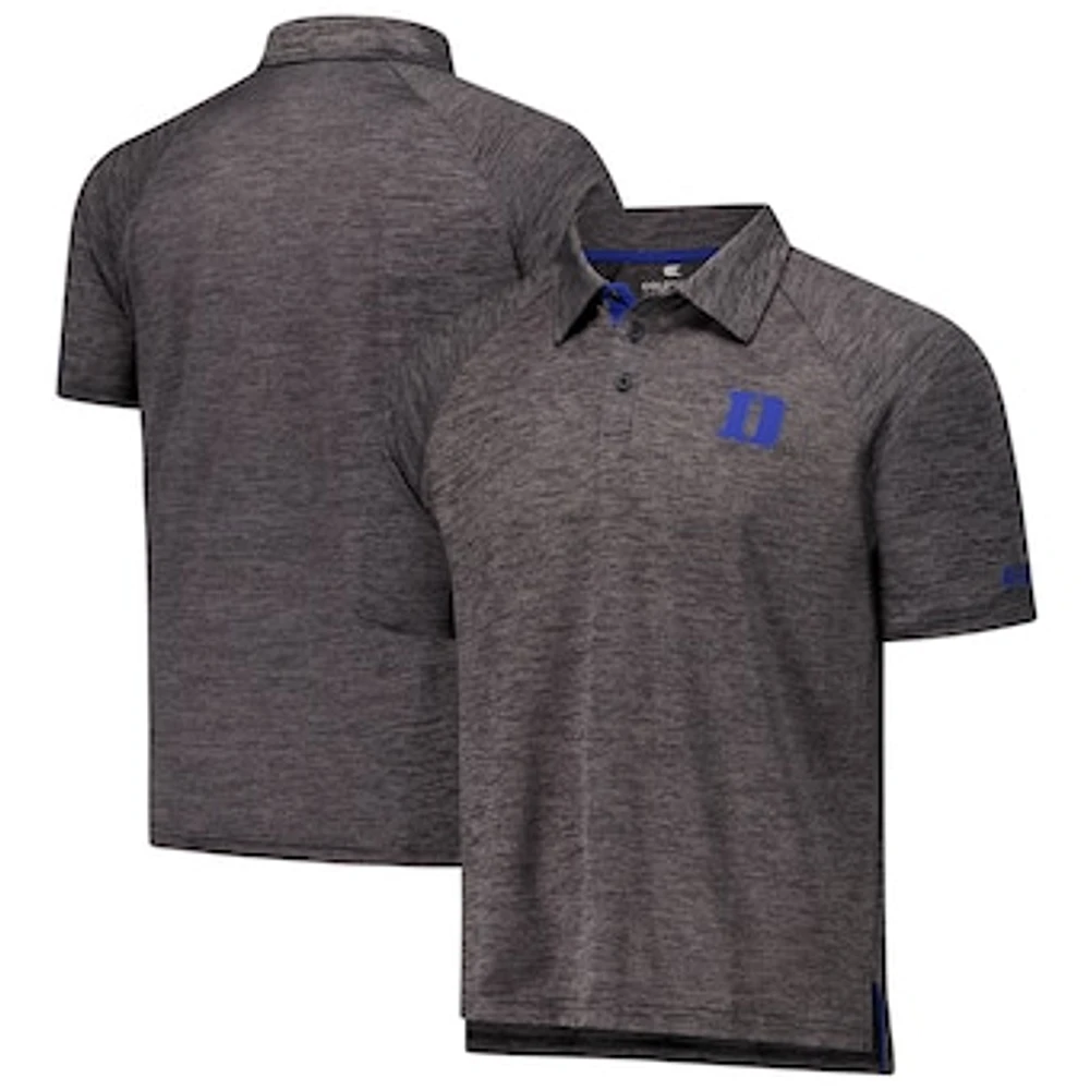 Men's Colosseum Heather Charcoal Duke Blue Devils Down Swing Raglan Team Polo