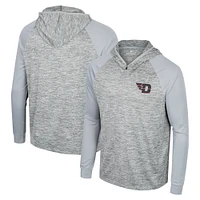 Men's Colosseum Gray Dayton Flyers Cybernetic Raglan Quarter-Zip Hooded Top