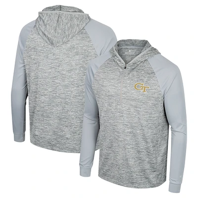 Men's Colosseum Gray Georgia Tech Yellow Jackets Cybernetic Raglan Quarter-Zip Hooded Top