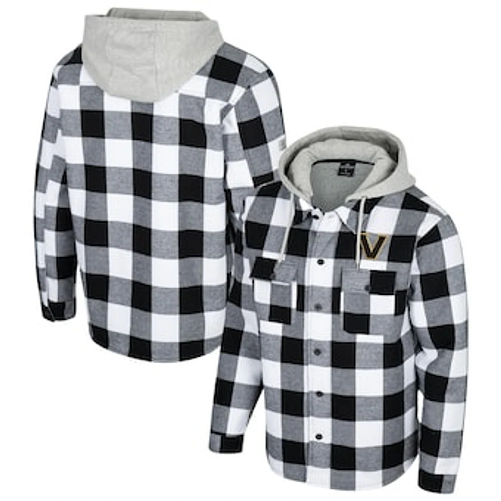 Men's Colosseum Black/White Vanderbilt Commodores Buffalo Plaid Full-Zip Hoodie Jacket