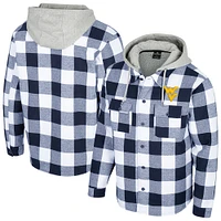 Men's Colosseum Black/White West Virginia Mountaineers Buffalo Plaid Full-Zip Hoodie Jacket