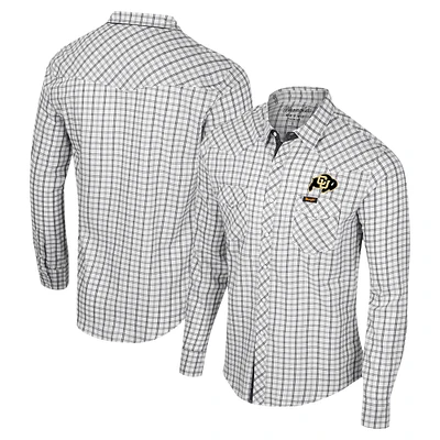 Men's Colosseum x Wrangler White Colorado Buffaloes Plaid Window Pane Long Sleeve Full-Snap Shirt