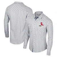 Men's Colosseum x Wrangler White Ole Miss Rebels Plaid Window Pane Long Sleeve Full-Snap Shirt