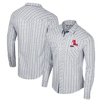 Men's Colosseum x Wrangler White Ole Miss Rebels Plaid Window Pane Long Sleeve Full-Snap Shirt