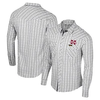 Men's Colosseum x Wrangler White Mississippi State Bulldogs Plaid Window Pane Long Sleeve Full-Snap Shirt