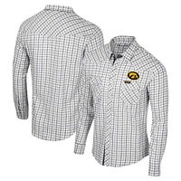 Men's Colosseum x Wrangler White Iowa Hawkeyes Plaid Window Pane Long Sleeve Full-Snap Shirt