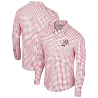 Men's Colosseum x Wrangler White Ohio State Buckeyes Plaid Window Pane Long Sleeve Full-Snap Shirt