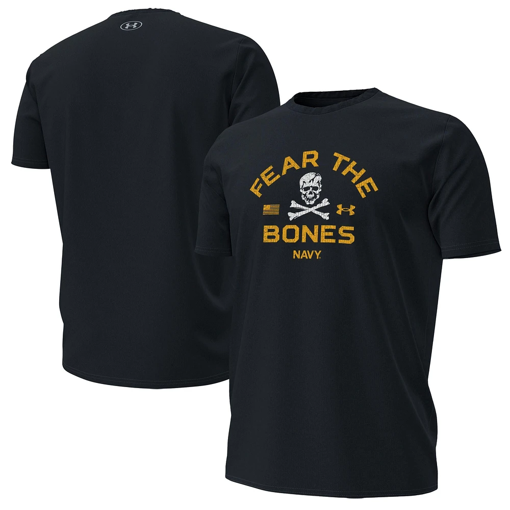 Men's Under Armour Navy Navy Midshipmen 2024 Rivalry Fear The Bones Performance T-Shirt