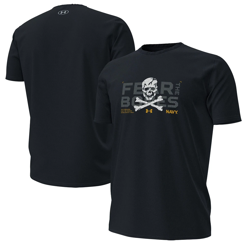 Men's Under Armour Navy Midshipmen 2024 Rivalry Skull & Cross Bones Performance T-Shirt