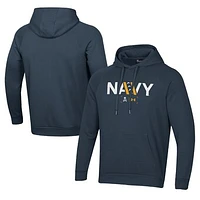 Men's Under Armour Navy Midshipmen 2024 Rivalry Wordmark Raglan Fleece Pullover Hoodie