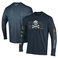 Men's Under Armour Navy Midshipmen 2024 Rivalry Skull Performance Long Sleeve T-Shirt