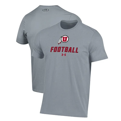 Men's Under Armour Grey Utah Utes Football Performance T-Shirt