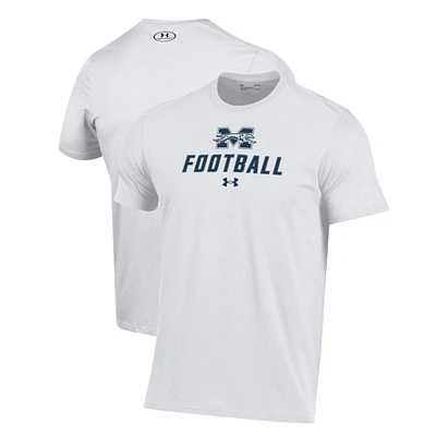 Men's Under Armour White Moravian Greyhounds Football Performance T-Shirt