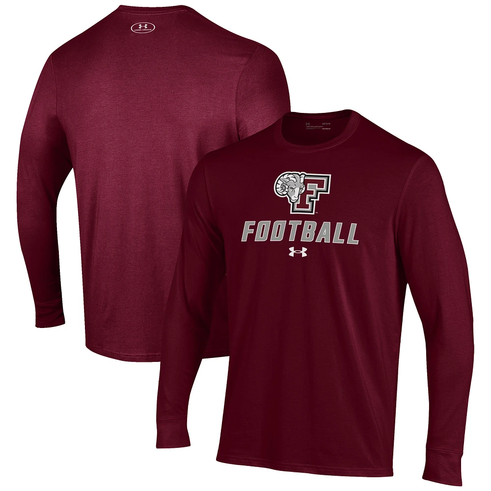 Men's Under Armour Maroon Fordham Rams Football Performance Long Sleeve T-Shirt