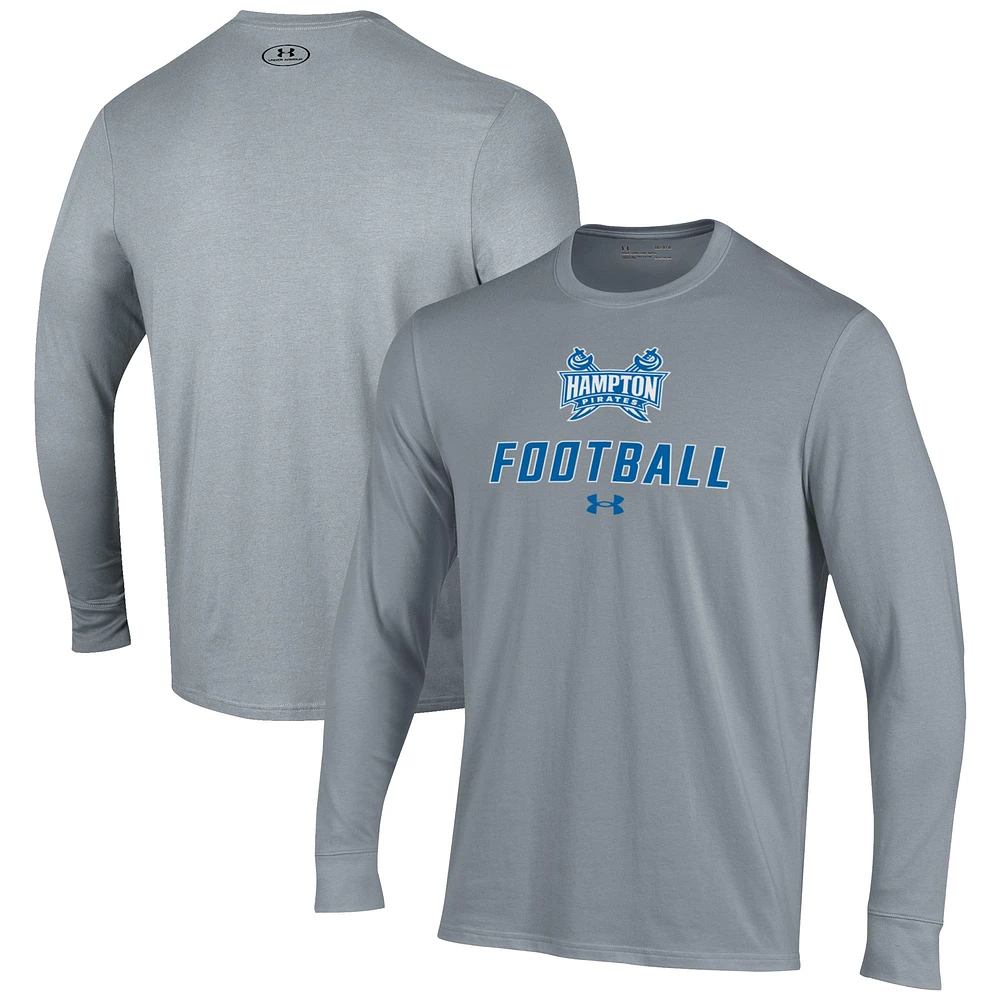 Men's Under Armour Grey Hampton Pirates Football Performance Long Sleeve T-Shirt