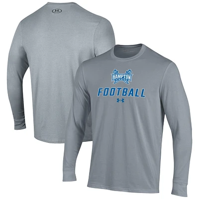 Men's Under Armour Grey Hampton Pirates Football Performance Long Sleeve T-Shirt