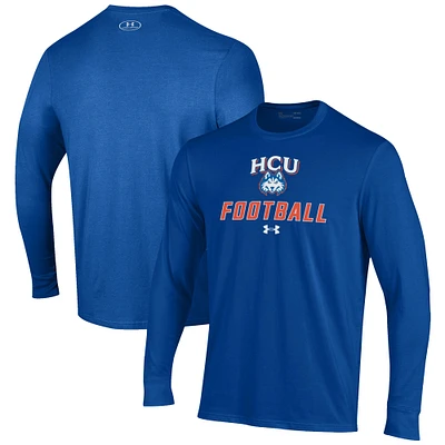 Men's Under Armour Royal Houston Christian Huskies Football Performance Long Sleeve T-Shirt