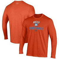 Men's Under Armour Orange Houston Christian Huskies Football Performance Long Sleeve T-Shirt