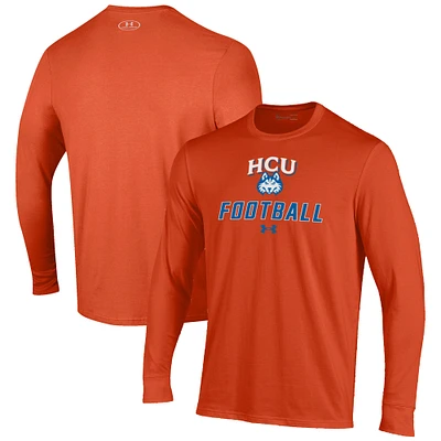 Men's Under Armour Orange Houston Christian Huskies Football Performance Long Sleeve T-Shirt