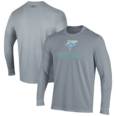 Men's Under Armour Grey LIU Sharks Football Performance Long Sleeve T-Shirt