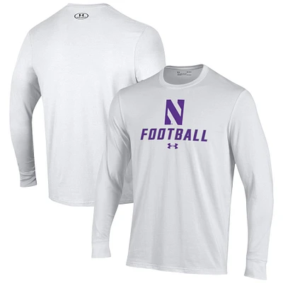 Men's Under Armour Northwestern Wildcats Football Performance Long Sleeve T-Shirt