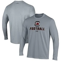 Men's Under Armour Grey South Carolina Gamecocks Football Performance Long Sleeve T-Shirt