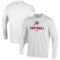 Men's Under Armour White Utah Utes Football Performance Long Sleeve T-Shirt