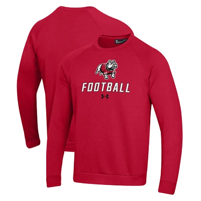 Men's Under Armour  Scarlet Gardner-Webb Bulldogs Football Rival Fleece Raglan Pullover Sweatshirt