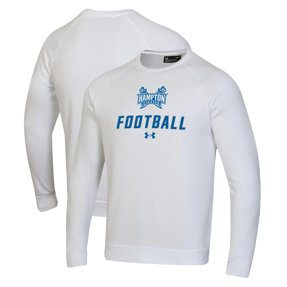 Men's Under Armour White Hampton Pirates Football Rival Fleece Raglan Pullover Sweatshirt