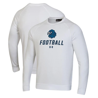 Men's Under Armour  White Monmouth Hawks Football Rival Fleece Raglan Pullover Sweatshirt