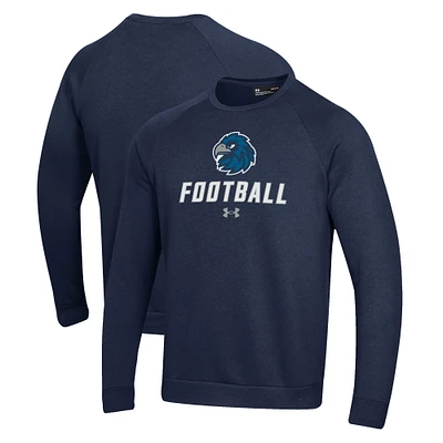 Men's Under Armour  Navy Monmouth Hawks Football Rival Fleece Raglan Pullover Sweatshirt