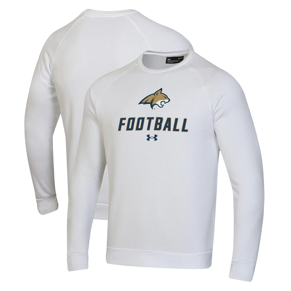 Men's Under Armour White Montana State Bobcats Football Rival Fleece Raglan Pullover Sweatshirt