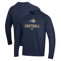 Men's Under Armour  Navy Montana State Bobcats Football Rival Fleece Raglan Pullover Sweatshirt
